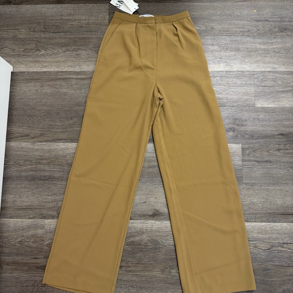 Zara Women’s Tan Wide-Leg Trousers
